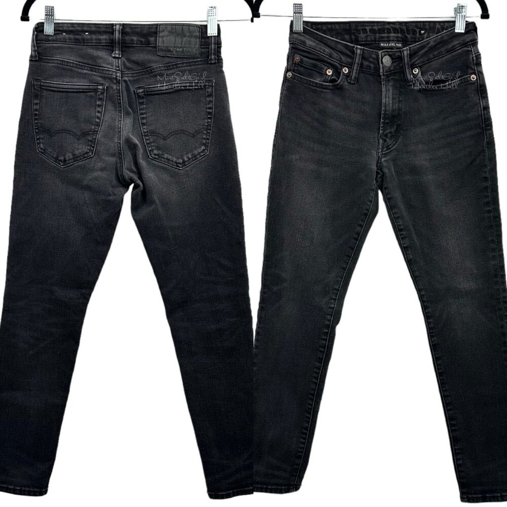 American Eagle Black Next Level Stretch Boyfriend Slim Jeans Size 26/28 - Picture 8 of 8